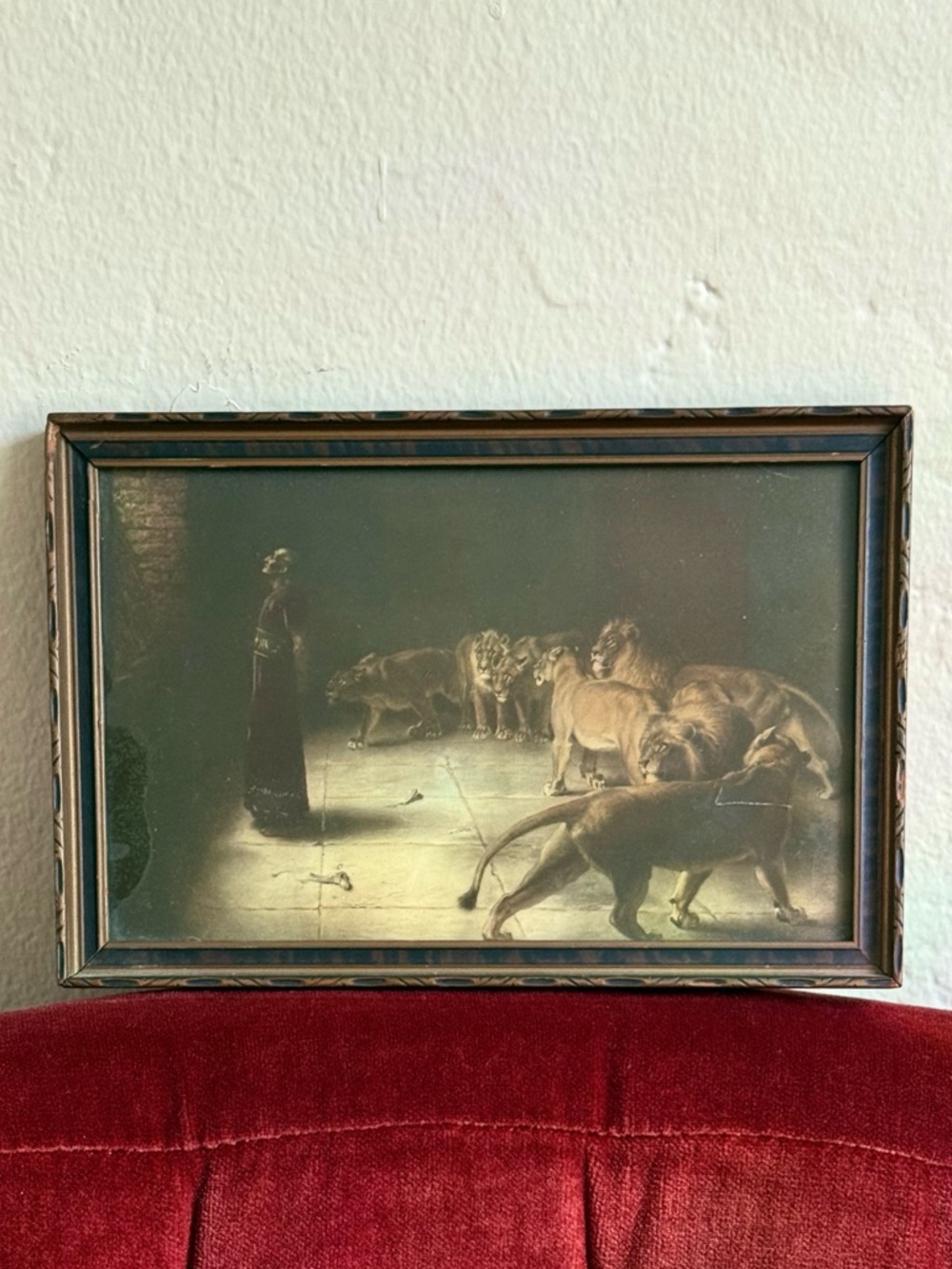 Antique “Daniel’s Anwser to the King” framed lithograph